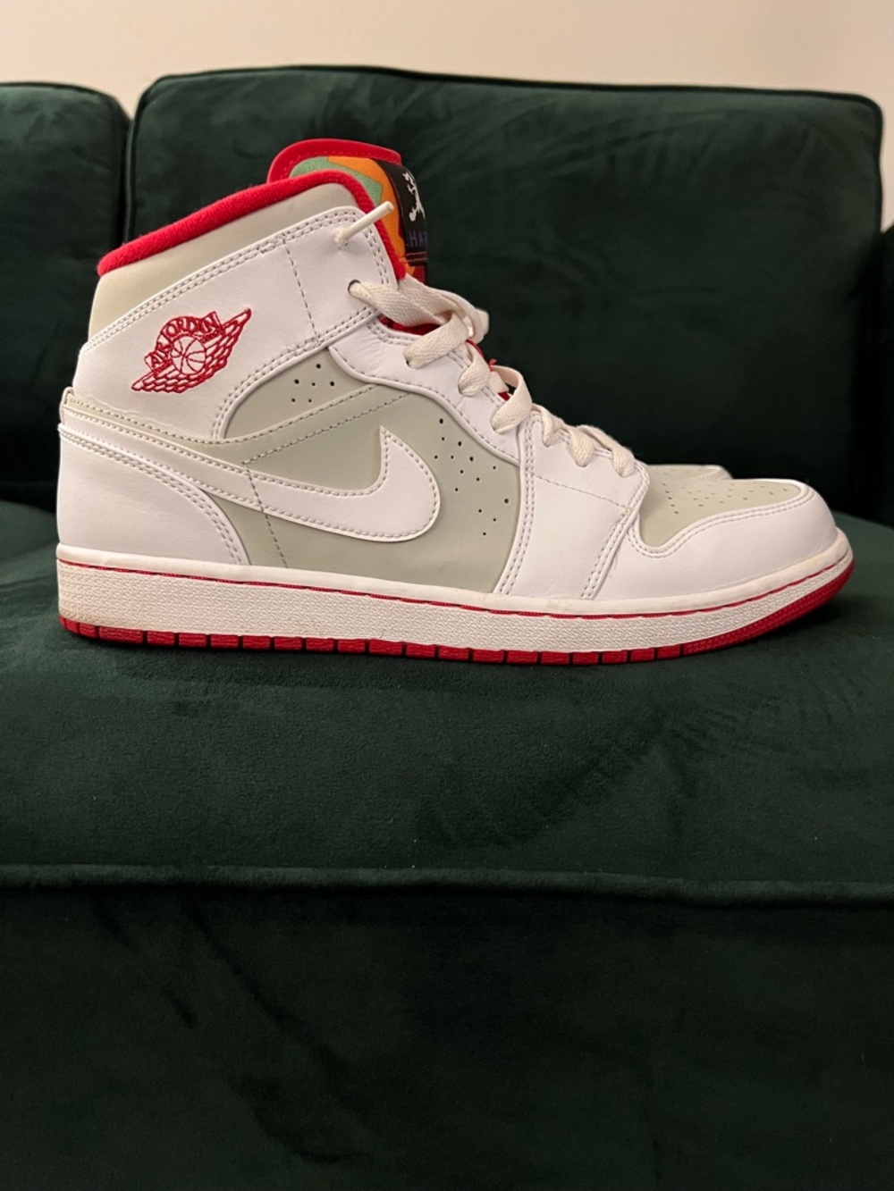 Nike Air Jordan 1 Mid White Gray Red Accents